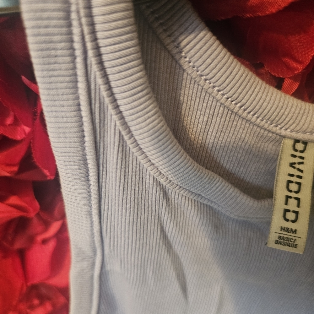 H&M NWT Divided Lavender Ribbed Crop Tank Top Suze Medium - Picture 5 of 5